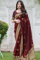 saris marron avec soie de tissage