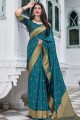 saris de soie à tisser bleu sarcelle