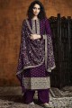costume palazzo violet brodé en fausse georgette