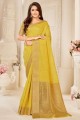 tissage coton et soie sari en jaune