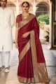 tissage jacquard et saris de mariage marron de soie avec chemisier
