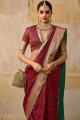 tissage jacquard et saris de mariage marron de soie avec chemisier