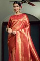 tissage art soie mariage sari en rouge avec chemisier