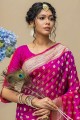sari de mariage en coton et soie violet avec tissage