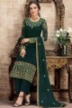 Georgette Salwar Kameez in Green with Embroidered