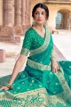 sari de mariage tissage vert en soie