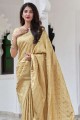 tissage de soie sud indienne sari en crème avec chemisier