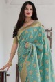 saris de soie sarcelle du sud de l’Inde avec tissage