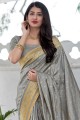 saris gris soie sud-indien en tissage