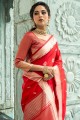 saris rouge du sud de l’Inde en soie zari tussar