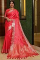 saris de tissage rose en soie banarasi