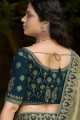 tissu et organza brodés, tissage de sarcelle saris avec chemisier
