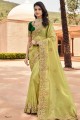 olive green Saree with Blouse