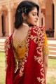 Art silk Wedding Saree with Resham,zari,beads,patch,sequins,embroidered in Red