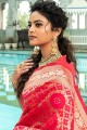 tissage rose confiture satin mariage sari