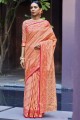 saris de soie de pêche avec tissage