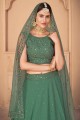 georgette wedding lehenga choli with embroidered in pista