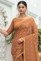 saris en coton moutarde avec tissage
