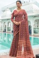 saris de tissage rose en coton