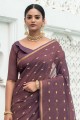 sari marron avec tissage coton