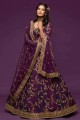 fil art soie mariage lehenga choli en violet avec dupatta