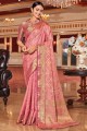 sari rose avec tissage de soie