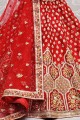 fil nuptial lehenga choli en soie d’art rouge