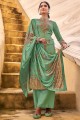 costume palazzo pashmina imprimé numérique en vert d'eau avec dupatta
