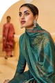 costume palazzo vert en pashmina avec impression numérique