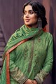 costume palazzo vert pashmina en imprimé
