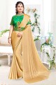 saris beige avec georgette unie