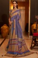 tissage de soie, impression numérique violet sud indien sari avec chemisier