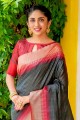 zari sud indien sari en coton noir