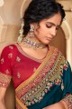 sari de mariage en georgette de satin brodé en rama avec chemisier