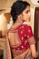 sari de mariage en georgette de satin brodé en rama avec chemisier