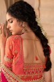 sari de mariage rose en georgette de satin brodé avec chemisier