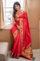 nakshi rouge, tissage sari banarasi en soie banarasi