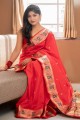 nakshi rouge, tissage sari banarasi en soie banarasi
