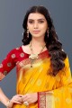 sari du sud de l'inde en soie jaune avec tissage