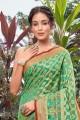 tissage de soie banarasi sari banarasi vert de mer avec chemisier