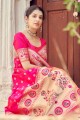 saris en soie rose avec tissage