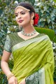 tissage banarasi soie perroquet banarasi sari avec chemisier