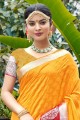 yellow weaving banarasi silk banarasi sari