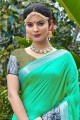 tissage du sari banarasi en soie banarasi vert d'eau