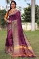 vin tissage banarasi sari en soie grège