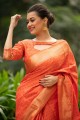 zari banarasi sari banarasi en soie orange
