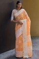 Rama sari du sud de l'Inde avec fil, tissage de lin