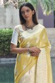 fil, tissage de lin sud indien sari en jaune avec chemisier