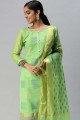 soie verte banarasi tissage salwar kameez avec dupatta