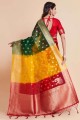 saris jaune soie banarasi en tissage